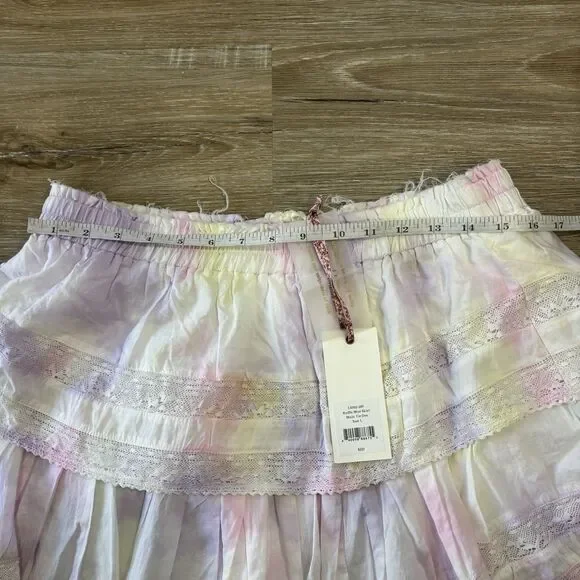 Love Shack Fancy Skirt Size Large Ruffle Mini Skirt Multi Tie Dye New With Tags - Picture 7 of 8